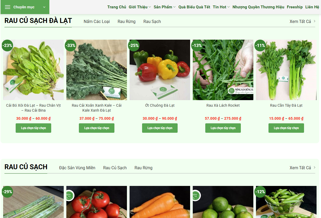 website bán rau củ sạch